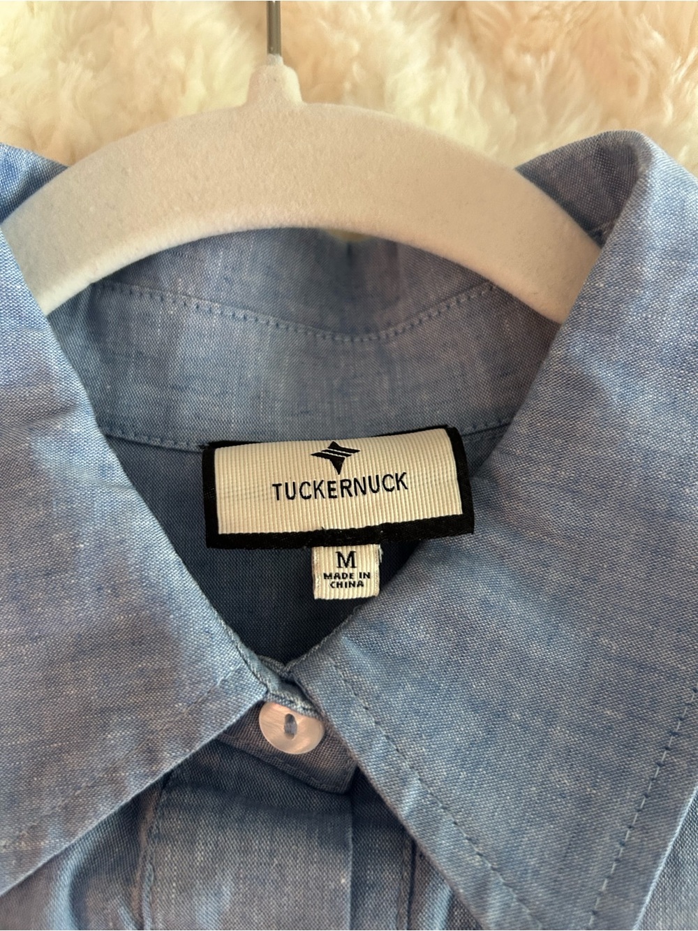 Tuckernuck Chambray Button-Front Shirt in Light Blue - Picture 3 of 3